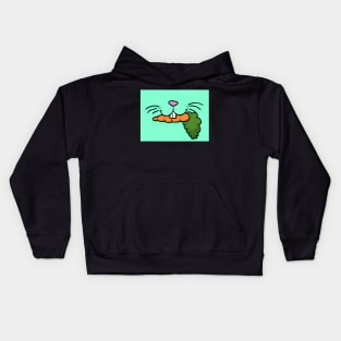 Bunny Mouth With Carrot Face Mask (Green) Kids Hoodie